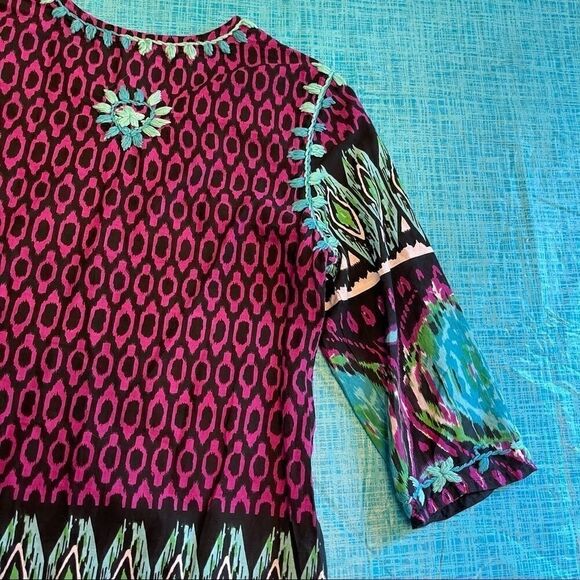 J. Peterman Embroidered Ethnic Boho Tunic Kaftan Muumuu - Picture 11 of 14